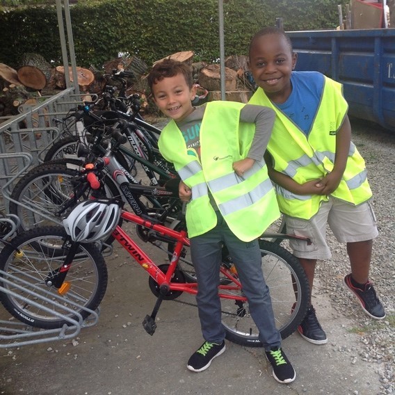 Olijkehorizonfietsersvertikaal