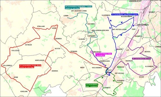 Route_carnavalbus_maart_2019