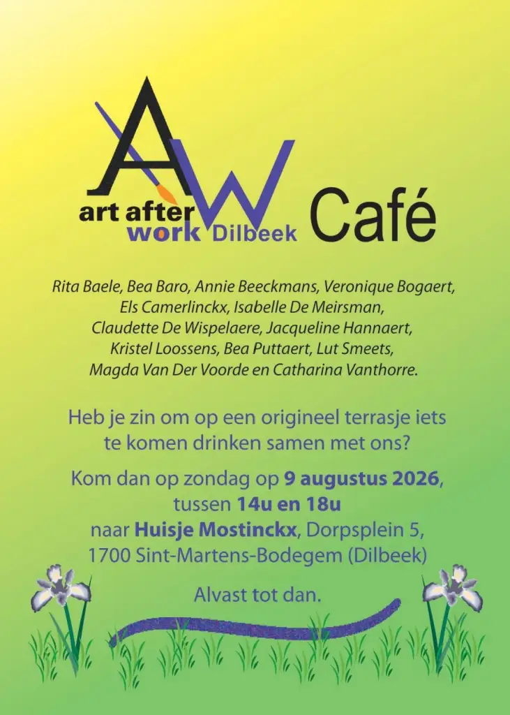 Komende zondag 9 augustus 2026 is het opnieuw aan Art After Work om Huisje Mostinckx uit te baten.